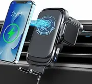 CLAMEMO Wireless Car Charger Mount, 15W Fast Charging Auto-Clamping Car Phone Holder Charger for Air Vent, Car Wireless Charger Mount for iPhone 14Pro/13 Pro Max/12/11/Xr/8 (Black)