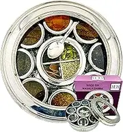 Bub: Large 22cm Premium Spice Tin Masala Dabba | 9 Spice Jars with Individual Lids | Holds 12 Spices | Polished Stainless Steel with Serving Spoon & Clear Acrylic Lids | Spice Box (SPICE TIN 9)