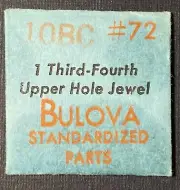 Bulova #72 Third-Fourth Upper Hole Jewel 10BC Wristwatch Parts Watch Repairs