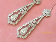 2.80CT Pear Shape Diamond Vintage Drop Jewelry Earrings 14K White Gold Finish