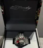 Mens Ring Ed Hardy Dragon Stainless Steel Ring Size 10 Red Eye Stones