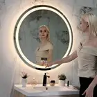 Large LED Bathroom Mirror with Bluetooth Anti-fog 3 Color Lights Touch Buttons