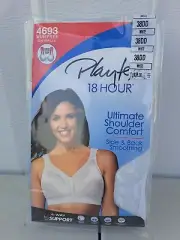 38DD Playtex 18 Hour Comfort Side & Back Smoothing Wireless Bra WHITE 4693
