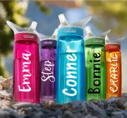 Water Bottle Name Label Vinyl Sticker Kids Lunch Box Gym Drink Waterproof Decal
