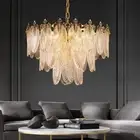 Luxury Modern Round gemstone Crystal Ceiling Pendant Chandelier Bronze Gold 24‘’