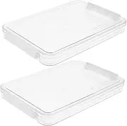 Homoyoyo 2pcs Clear Document Organizer Box with Lid Portable File Storage for Office Capacity Plastic File Box for Documents Modern Design for Desk Organization White