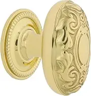 Nostalgic Warehouse 769583 Victorian 1 3/4" Knob with Rope Rose in Polished Brass Cabinet Hardware