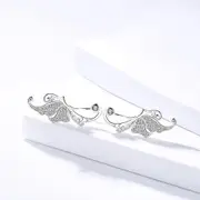 Solid 925 Sterling Silver Butterfly Climber Earrings