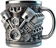 V8 Engines Stainless Steel Cup, 15OZ V8 Engine Coffee Mug, Creative Car Engine Coffee Cup with Insulated Handle, 2025 Novelty Automobile Engine Coffee Mug, for Car Lovers Gift