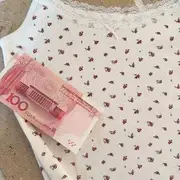 Lace Trim Floral Print Cami Top Red Floral Green Leaf - White - S