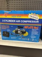 Trishil tire inflator with pressure gauge