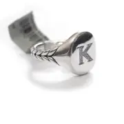 New DAVID YURMAN Pave Initial Letter K Pinky Ring in Diamond & Silver Size 4.5