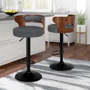 2x ALFORDSON Bar Stools Linen Fabric Grey