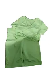 Women's Yoga Shorts/Top Tank Sports Fitness Gym Workout sz L (10-12) neon green