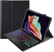 Backlit Keyboard Case Compatible with Lenovo Xiaoxin Pad 11 11 Inch (2025), Magnetic Removable Wireless Colorful Backlit Touched Keyboard and Protective Case Cover with Pen Slot (Black)