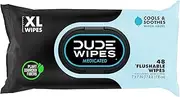 DUDE Wipes Medicated Flushable Wipes, Fragrance Free Wet Wipes with Witch Hazel, Vitamin E & Aloe, 48 Count
