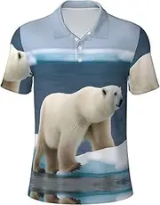 [DRTGEDS] Polar Bear Men's Polo Shirt Performance Short Sleeve Golf Shirt for Casual Wear, Leisure Outings, Black, XX-Large