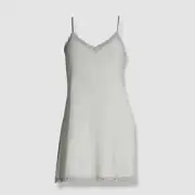 $98 Natori Women's Gray Feathers Essential Slip Night Dress Chemise Size M