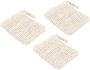 FOMIYES 3pcs Soap Foaming Bag Dish Soap Dispenser para Self Draining Soap Dish Bar Soap Case Dishwashing Soap Exfoliating Pouch Moisturizing Exfoliating Body Scrubber Sponge Yellow Ramie
