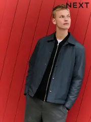 Navy Blue Lightweight Padded Coach Jacket (E79296) | $126