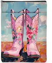 Aesthetic Boho Pink Western Book Sleeve Book Cover Cowgirl Accessories for Women Girls Teacher Sister Graduation Friendship Christmas Birthday Book Lovers Gifts Book Protector with Zipper