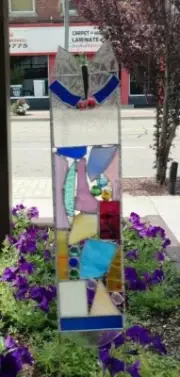 Stained Glass Garden Stake Suncatcher Butterfly HandmadeGarden Decoration Wispy