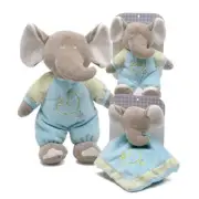 Unipak Elephant Baby Plush Set - Security Blankie, 12", Rattle, 8", & Rattle 12"