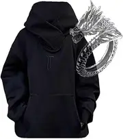 [lunhaifi] Ninja Double Neckline Cotton Pullover,Windproof and Warm Japanese Assassin-Style Sweatshirt for Men and Women