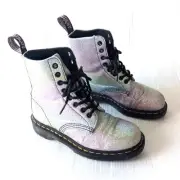 DOC MARTENS Women's Pascal Rainbow Glitter Lace-up Combat Boots size 6