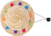 VANZACK Woven Hat for Dogs and Cats Lightweight Summer Hat with Plush Ball for Parties and Photos Keeps Pets Cool and Stylish