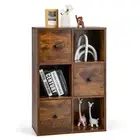 Storage Cabinet w/ 6 Compartment Free-standing Bookshelf w/ 3 Cubes & 3 Drawers