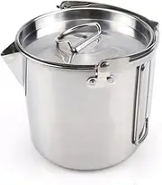 BESPORTBLE Portable Outdoor Cooking Kettle 1.2l Boil Water Pot Collapsible Stainless Steel Cookware for Camping