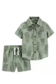 NWT 3-6 Child of Mine by Carter's Baby Boy's Two Piece Green Pineapple Summer