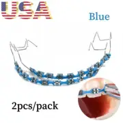 Dental Temporary Tooth Decoration w Metal Bracket Orthodontic Blue Power Chains