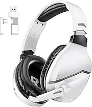 WolfLawS Wireless Gaming Headset with Noise Cancelling Microphone for PS5, PC, PS4, 2.4G/Bluetooth Gaming Headphones with USB and Type-C Port, Wired Mode for Controller