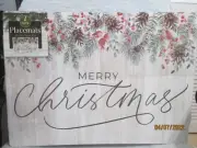 Christmas Vinyl Placemats Set Of 6 "Merry Christmas" Winterberries 13" X 18"
