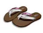 Flojos sz:8 Women's Memory Foam Thong Sandals Fiesta Flip-Flops White Tie Dye
