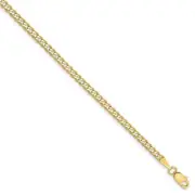 14k Gold 2.3mm Flat Beveled Curb Chain Anklet 10"