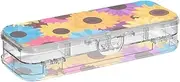 Yoogain Colorful Cartoon Sunflowers Clear Pencil Box Plastic 2 Layer Pens Boxes Case For Art Supplies With Snap Lid