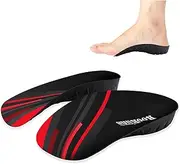 [RooRuns] 330+ lbs Plantar Fasciitis 3/4 Length Insoles, High Arch Support Orthotic Inserts for Women & Men, Flat Feet, Over-Pronation, Pain Relief for Walking Standing Running Heavy Duty Strong Support L
