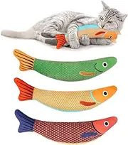 WONOWPA Catnip Toy, 3PCS Cat Chew Toys, Bite Resistant Catnip Toys with Bell Inside, Plush Cartoon Kitten Teething Interactive Toy for Cats