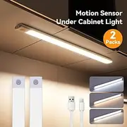1/2pcs Ultra-thin Motion Sensor LED Night Light Cabinet Light Three-color Dimmable USB Charging Wardrobe Kitchen Home Lighting 20/30/40/50cm