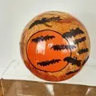 Halloween Orange Glass Round Light Up Table Top Décor Crackle Ball w/Moon/Bats