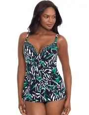 [Miraclesuit Swim] Palma Verde Marina Underwired Padded Tankini Top in Black Multi