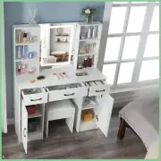 Vanity Make Up Dressing Table With Hollywood LED Lighted Mirror 3 Drawers Stool