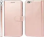 Cavor for iPhone 6 Plus, iPhone 6s Plus Wallet Case for Women Flip Kickstand PU Leather Case with Card Holder Wristlet Hand Strap Stand Protective Cover for iPhone6plus/6splus Phone Cases-Rose Gold