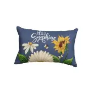 Hello Sunshine Daisy Sunflower Bee Throw Pillow 20" x 12" (Pack of 1) Blue