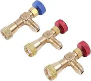 3Pcs R410A R22 R410 Refrigeration Air Conditioning Valve Safety Adapter Fitting 1/4" 5/16" Inch Male/Famale Refrigeration Tool Charging Hose Valves