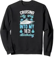[X.Style] Cruising My Way Into My 18th Birthday Party Supply Vacation Sweatshirt ds897 Sweater (S) Black
