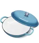 4 Qt Cast-Iron Casserole Cookware with Lid, Enameled Non-Stick, Stainless Steel